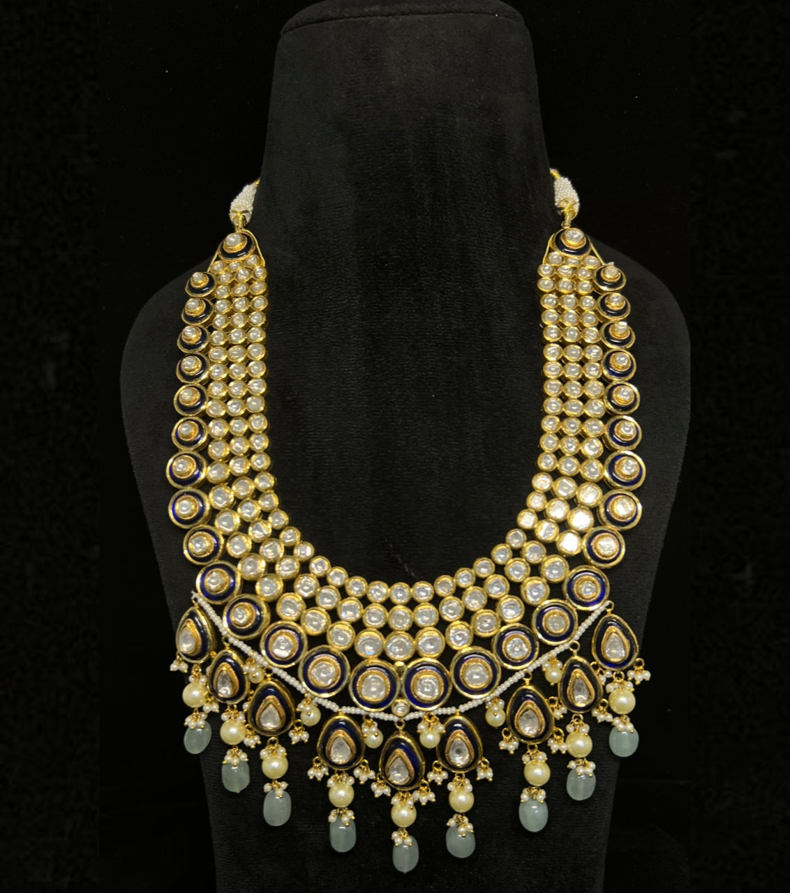 Round Polki Long Necklace Set