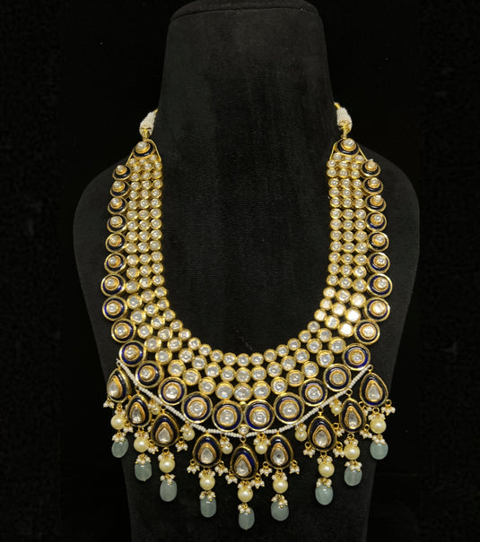 Round Polki Long Necklace Set