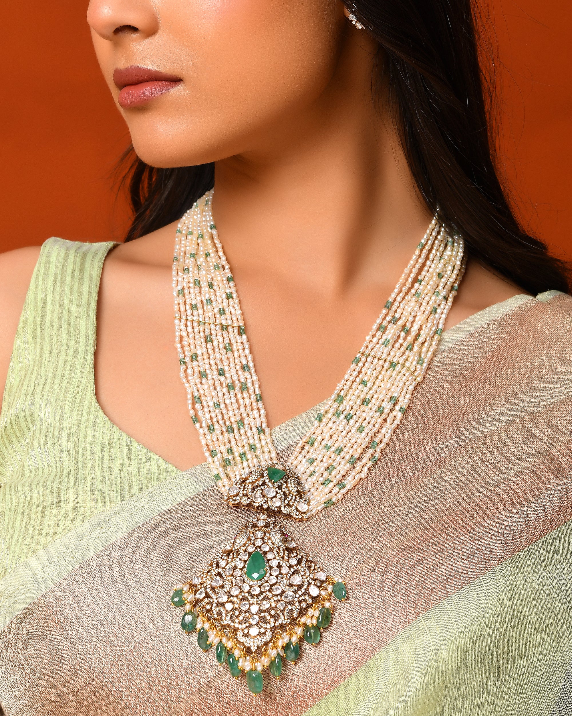 Diamond Polki Pandent Set