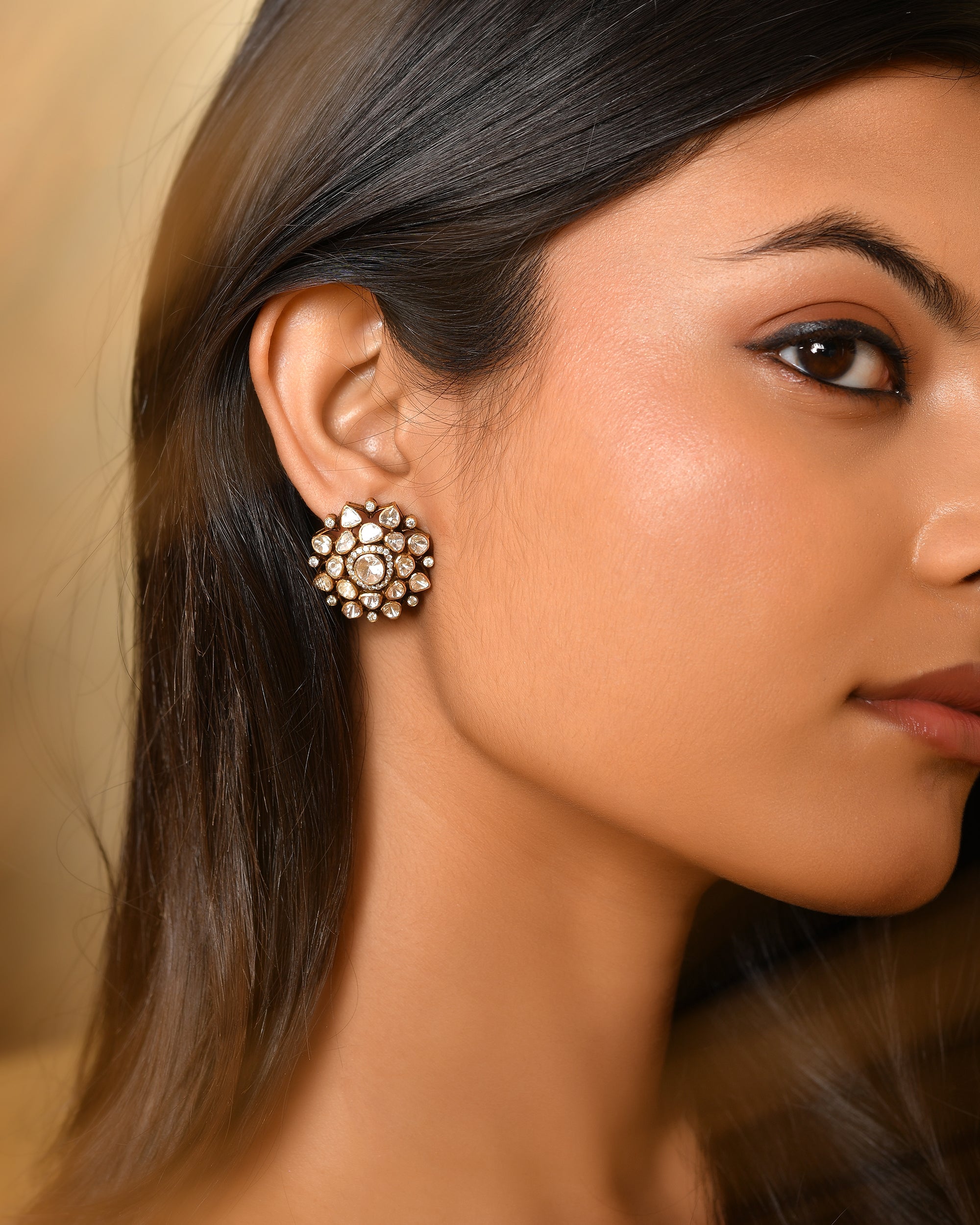 Diamond Polki Stud Earring
