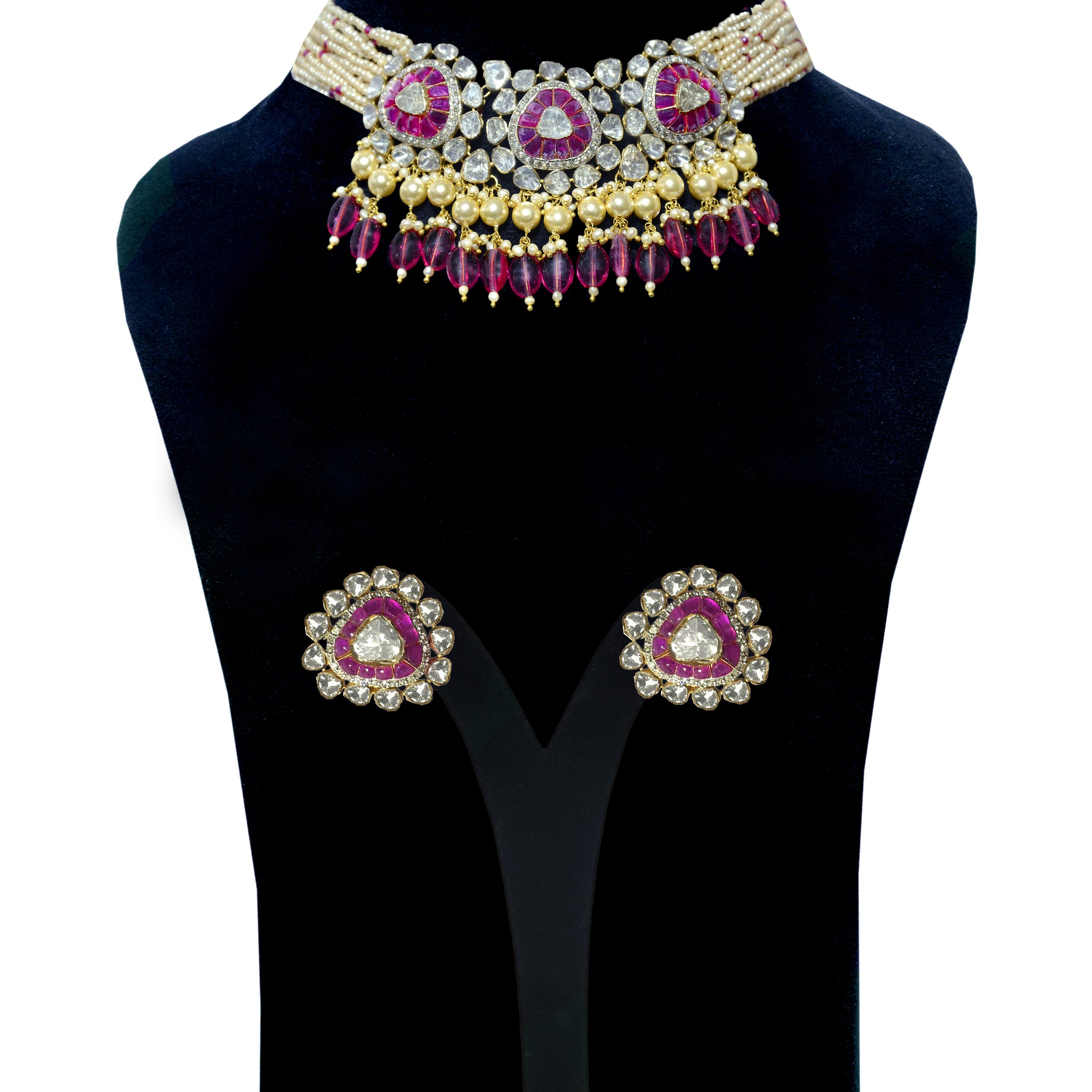 RUBY DIAMOND POLKI CHOKAR NECKLACE